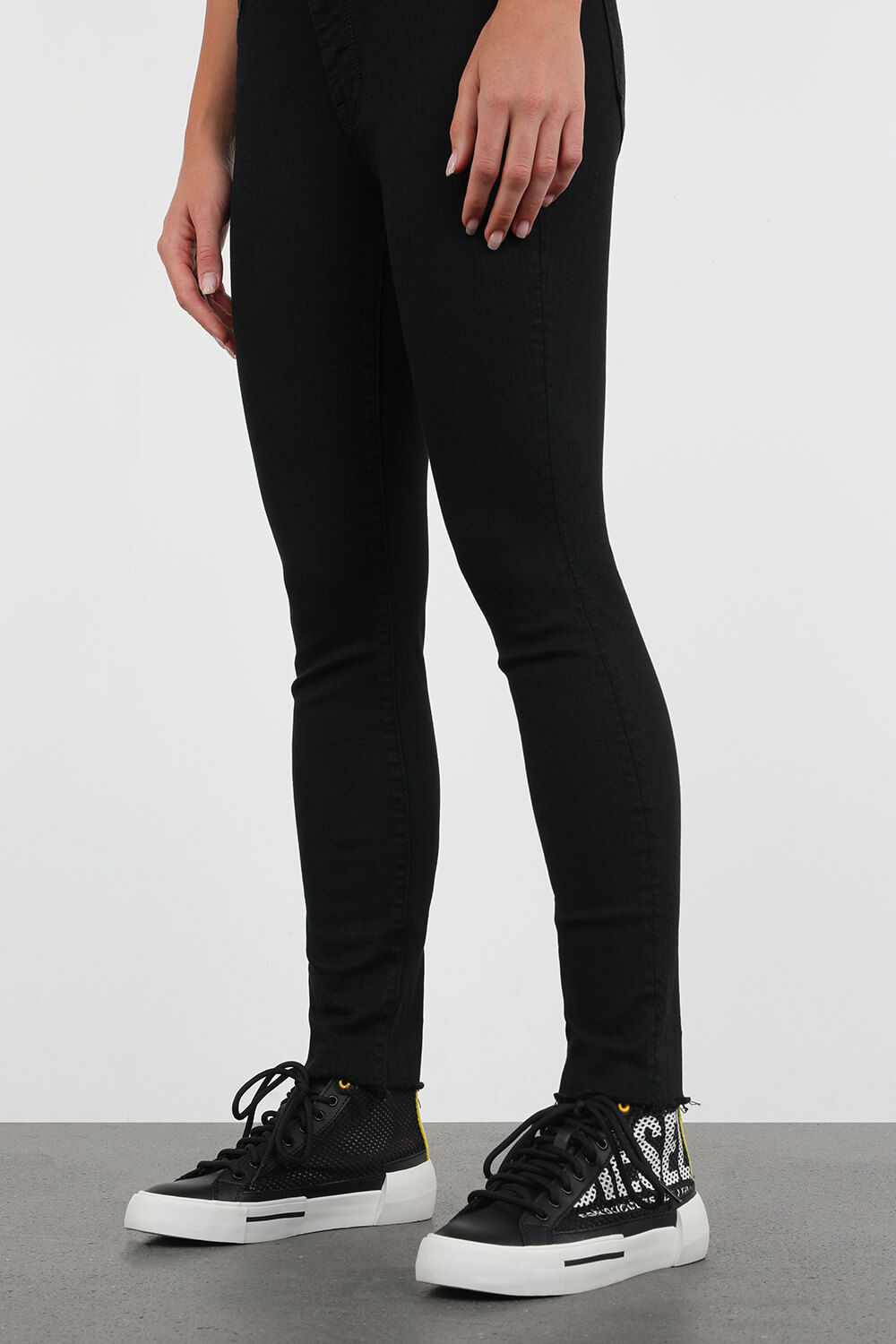 Mesh Logo High Top Sneakers in Black
